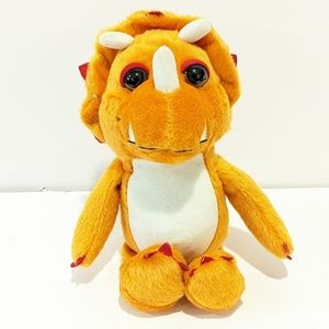 2/$20 Kinder triceratops orange dinosaur plush